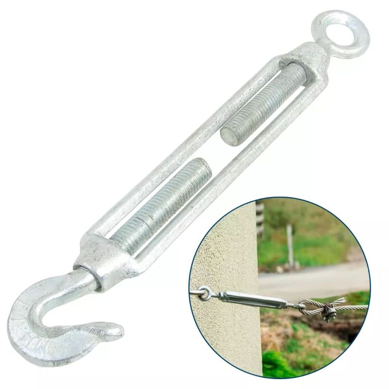 GENERICO - Tensor Ojo Gancho 3/8 M10 Galvanizado 3 Unidades Dicas
