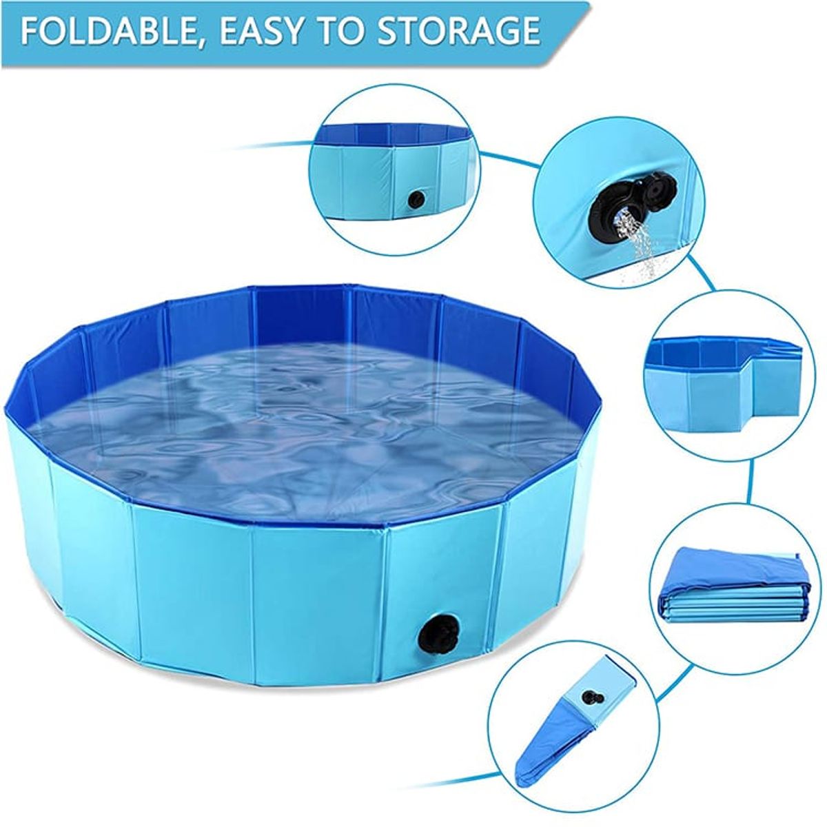 GENERICO - PISCINA PLEGABLE BAÑERA PARA MASCOTAS 120 CM