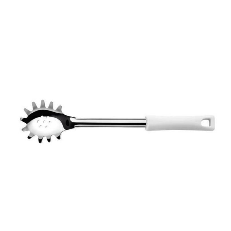 DI SOLLE - CUCHARA PASTA ACERO INOX 35 CM MANGO BLANCO - Plateado.