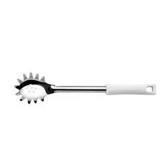 DI SOLLE - CUCHARA PASTA ACERO INOX 35 CM MANGO BLANCO - Plateado