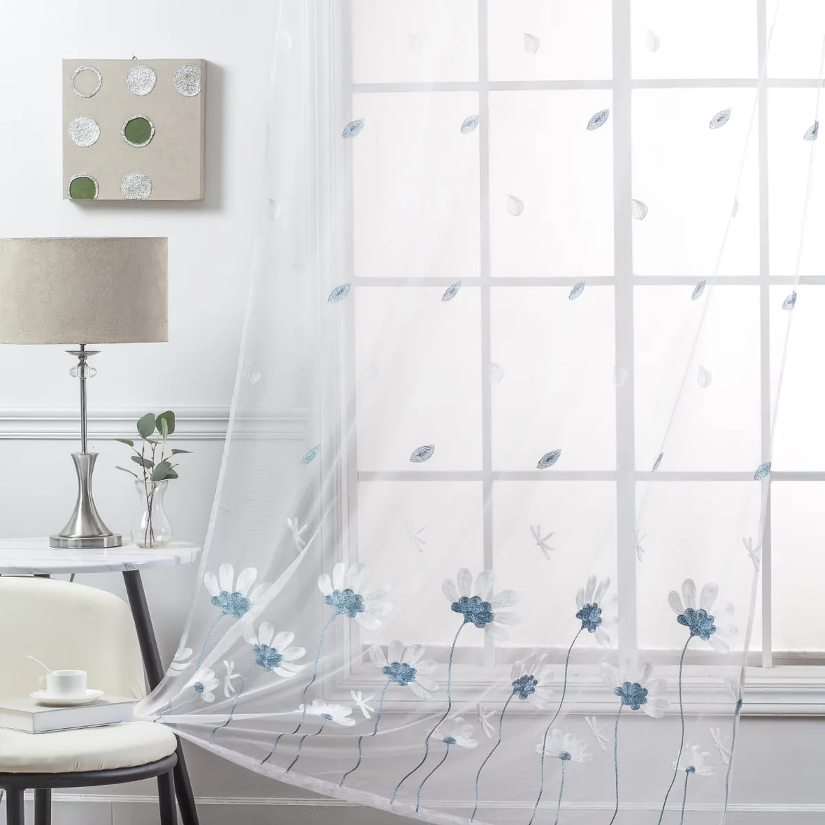 GENERICO - set par visillos bordados 2 paños140x230