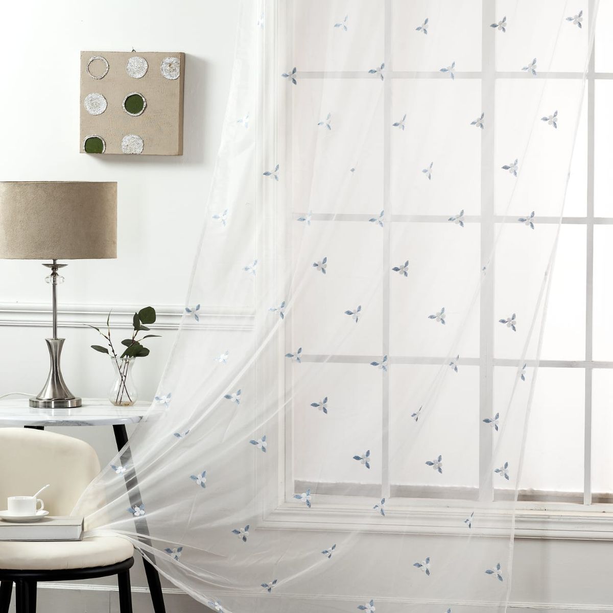 GENERICO - set par visillos bordados 2 paños140x230