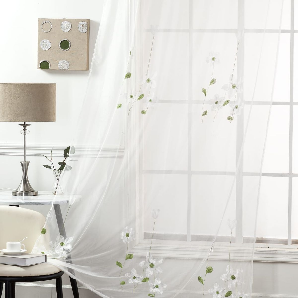 GENERICO - set par visillos bordados 2 paños140x230