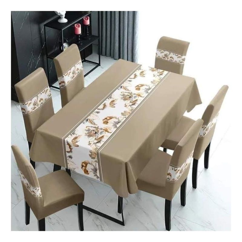 GENERICO - Mantel Elegante Rectangular con 6 Fundas de Silla a Juego