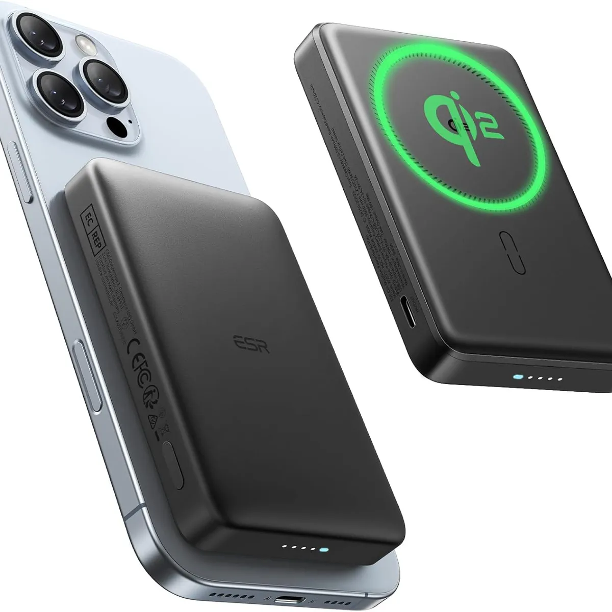 ESR - Bateria Portatil ESR Para iPhone Qi2 10,000 Mah Magnética Negro