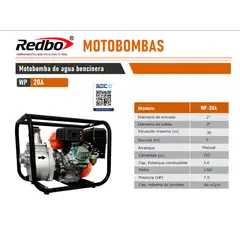 REDBO - Motobomba bencinera de Agua WP-20A