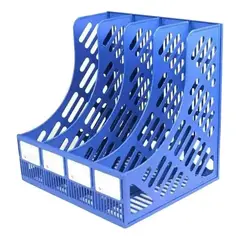 GENERICO - Estante Organizador Azul para Archivos con 4 Compartimentos