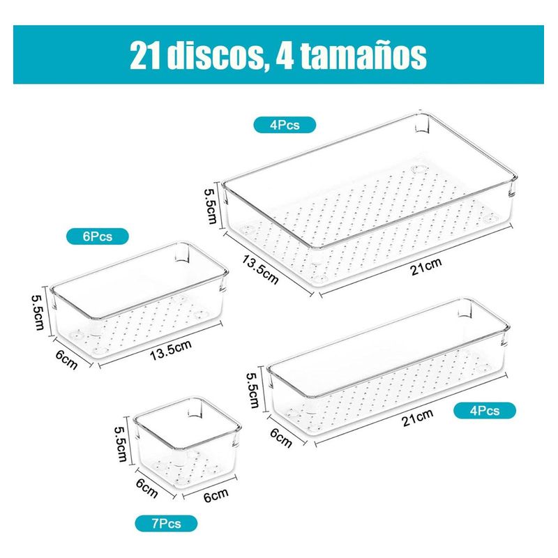 GENERICO - Organizador de Escritorio Transparente con 21 Cajones