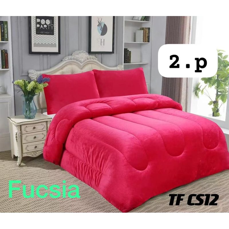 ANGELES DEL HOGAR - Cobertor Plush Con Chiporro Ten Fei 2 Plazas Fucsia