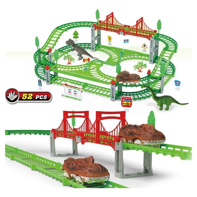 GENERICO - Pista de Carreras con Dinosaurios, 52 Piezas Armables