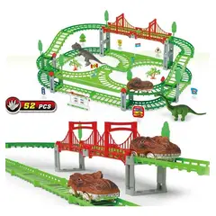 GENERICO - Pista de Carreras con Dinosaurios, 52 Piezas Armables
