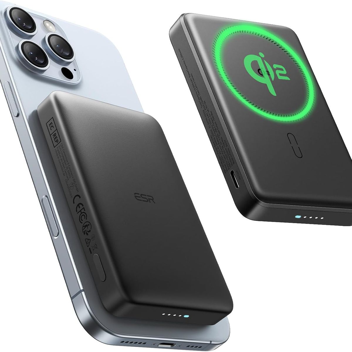 ESR - Bateria Portatil ESR Para iPhone Qi2 5,000 Mah Magnética Negro