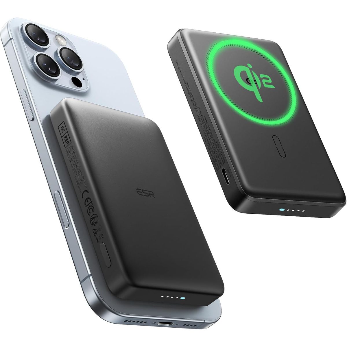 ESR - Bateria Portatil ESR Para iPhone Qi2 5,000 Mah Magnética Negro