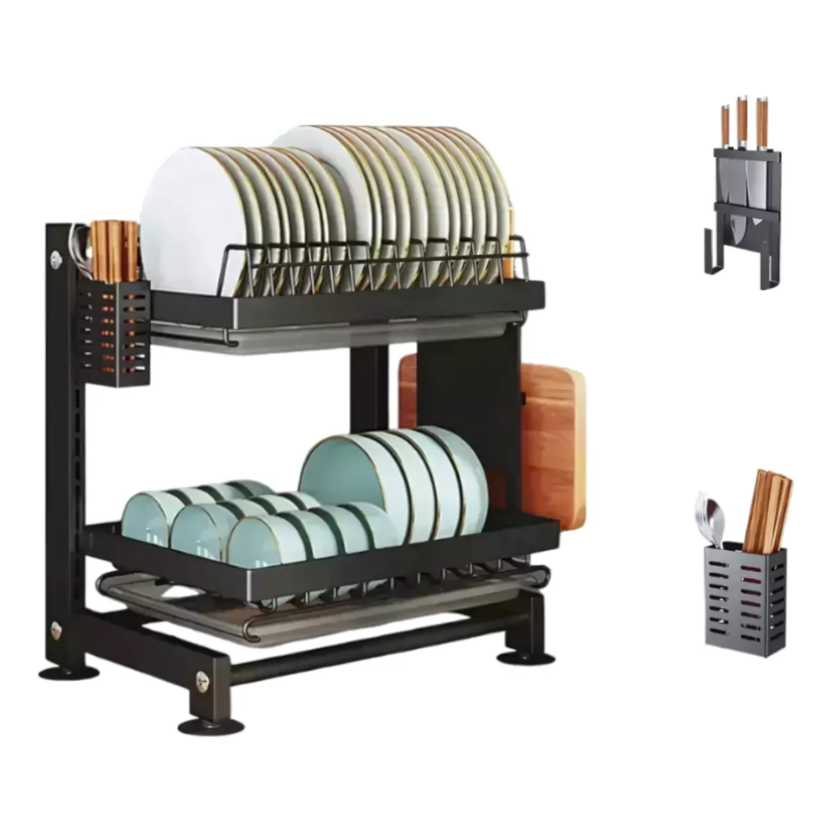 SIMPEL HOME - Escurridor Secador Loza 2 Niveles Organizador De Cocina