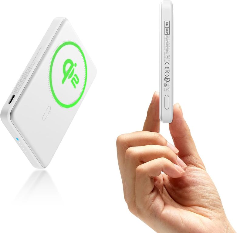 Bateria Portatil Para iPhone Qi2 5,000 Mah Magnetica Blanco