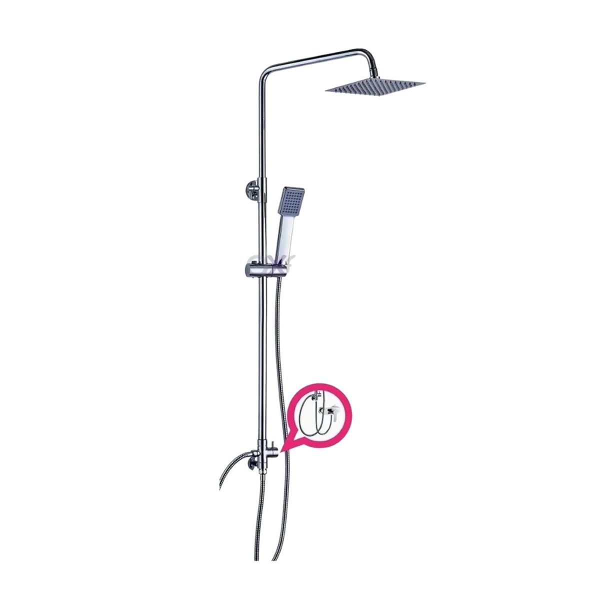 IMPORTCLICK - Ducha Columna Llave Paso Cuadrada Acero - Plateado