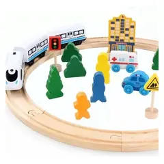 GENERICO - Tren Eléctrico de Madera Didáctico para Niños Creativos