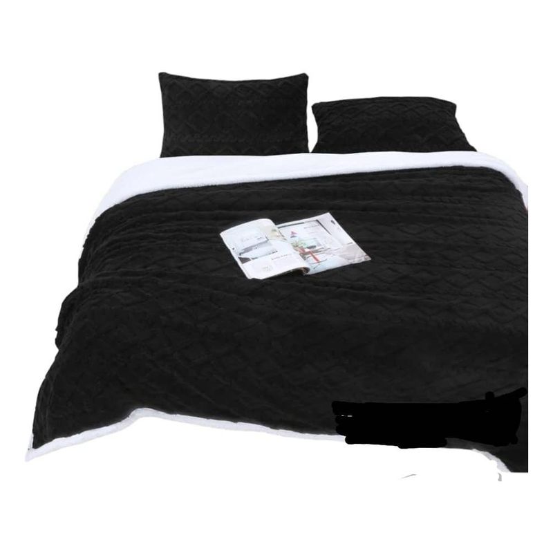 GENERICO - Frazada Texturizada 2 Plazas con 2 Fundas de Almohada