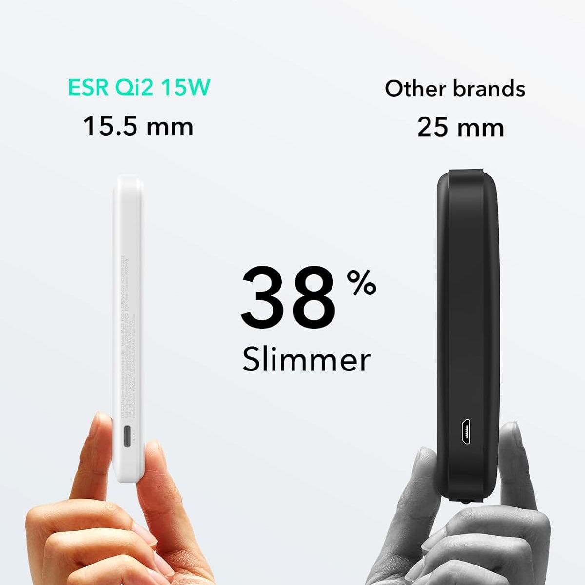 ESR - Bateria Portatil ESR Para iPhone 5000mah Qi2 Kickstand Blanco