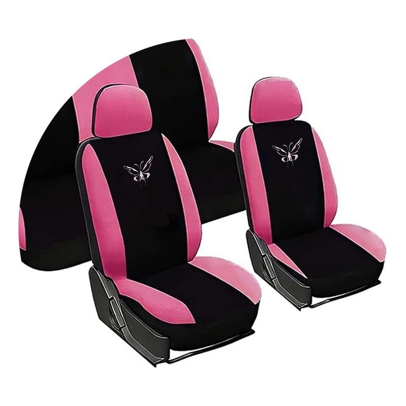 GENERICO - Cubre Asientos Universal con Diseño Rosado y Negrita