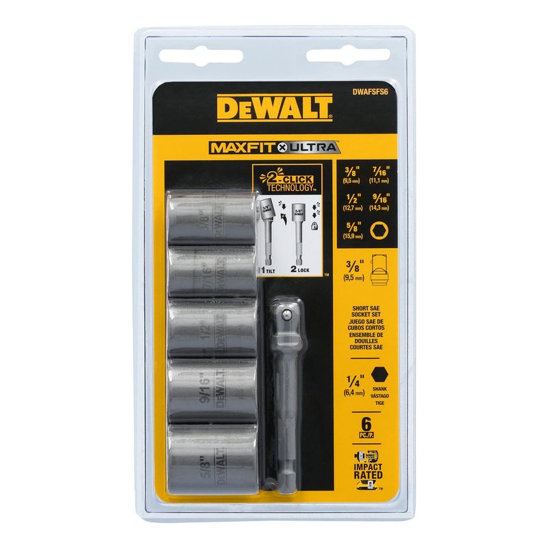 DEWALT - Set 5 Dados Cortos 1/4" MaxFit DeWalt DWAFSFS6