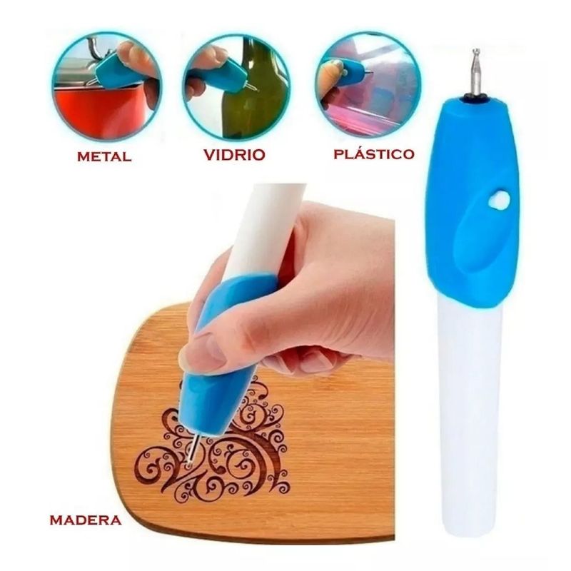 GENERICO - Lápiz Grabador Tallador Metal Plástico Vidrio Madera Cuero