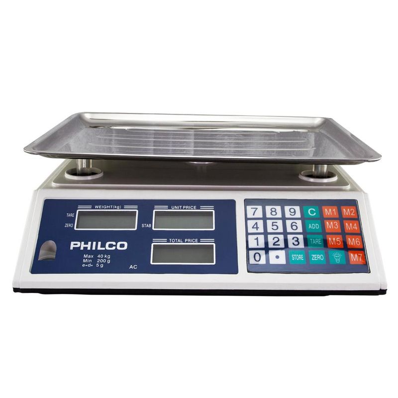 PHILCO - BALANZA DIGITAL 40 KG PHILCO ACERO INOX - Negro
