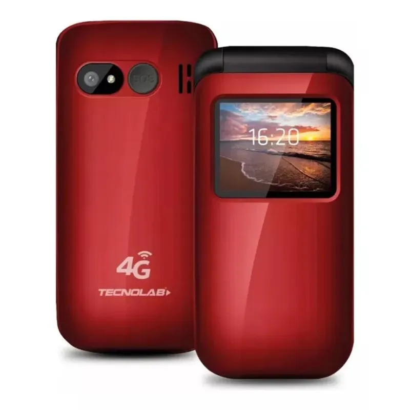 OWN - Telefono Senior Adulto Mayor Tipo Almeja 4G Rojo