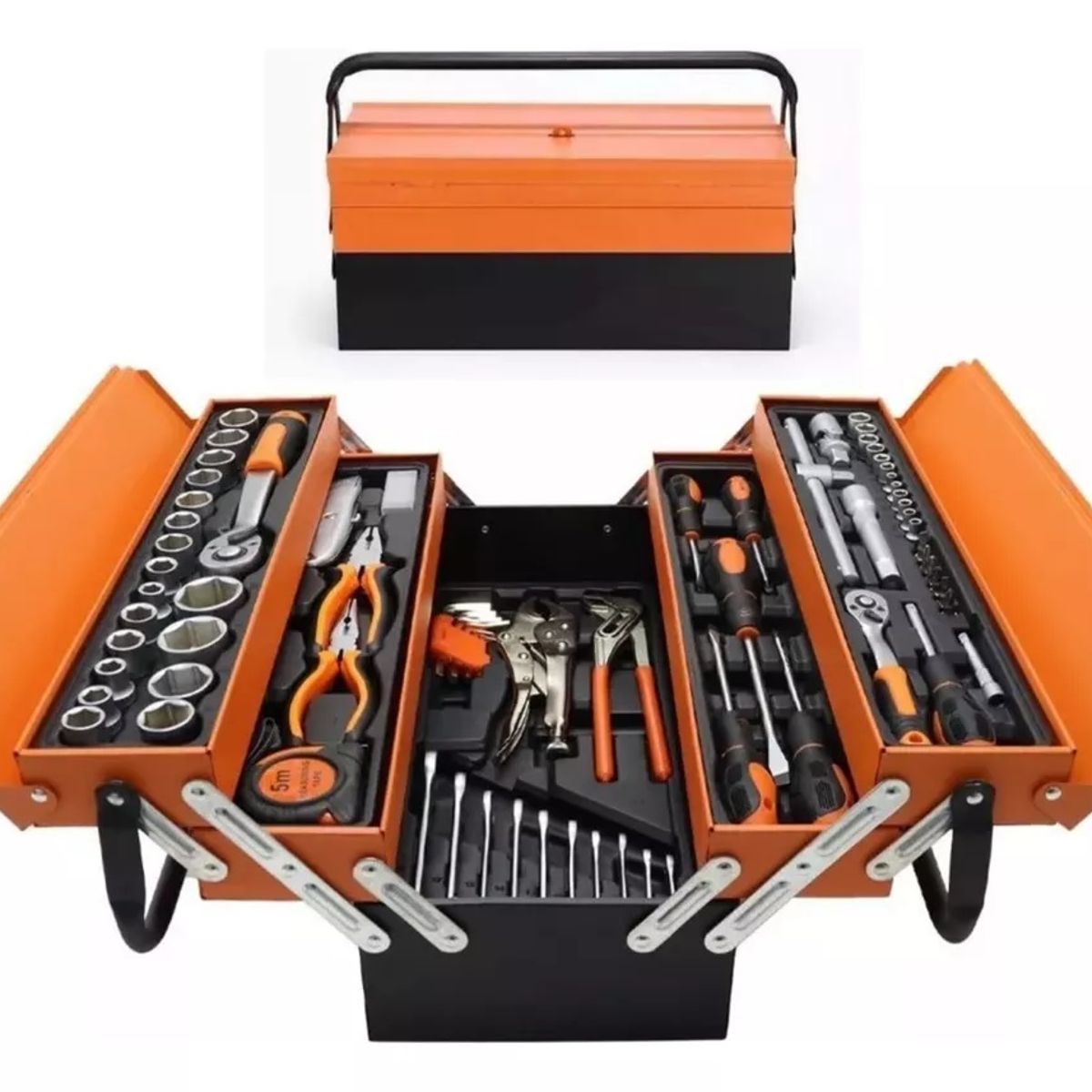 GENERICO - Caja De Herramientas Set 85 Piezas Plegable 5 Niveles Metal