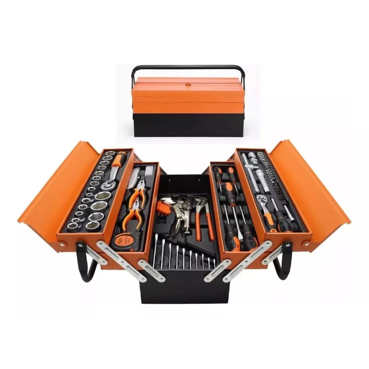 GENERICO - Caja De Herramientas Set 85 Piezas Plegable 5 Niveles Metal