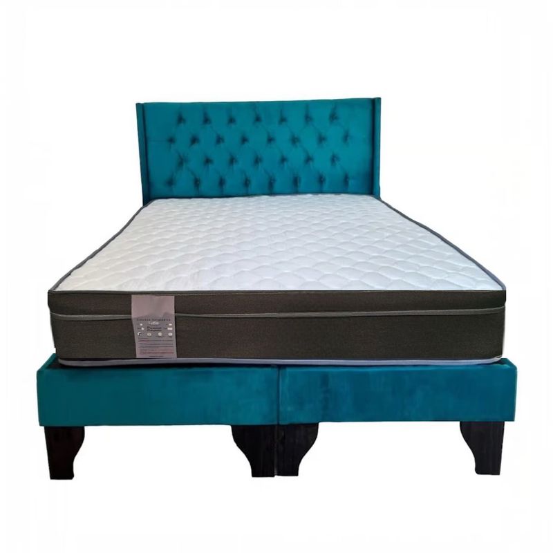 GENERICO - CAMA EUROPEA  2P TURQUEZA EN FELPA