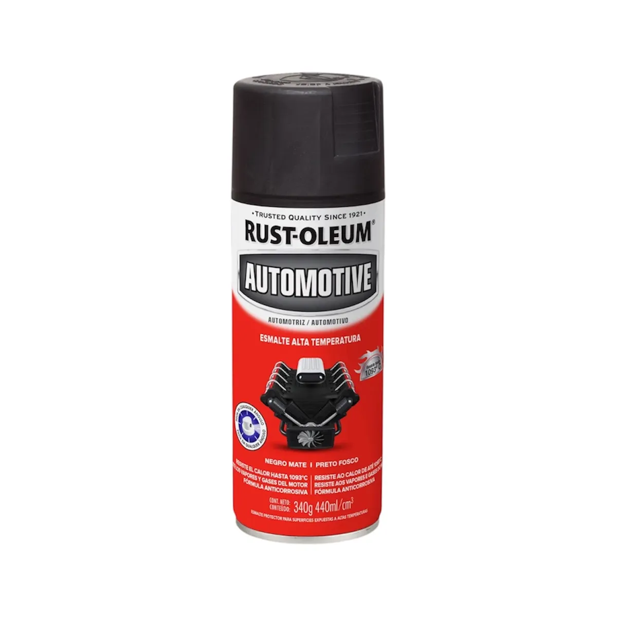 RUST OLEUM - Pintura Alta Temperatura Negro Mate 441ml