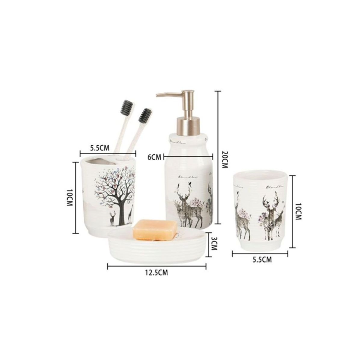 GENERICO - Juego de Accesorios de Cerámica Para Baño 4 Piezas - Renos