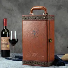 GENERICO - Maletin Estuche 2 Botellas Cuero Puro Accesorios De Élite