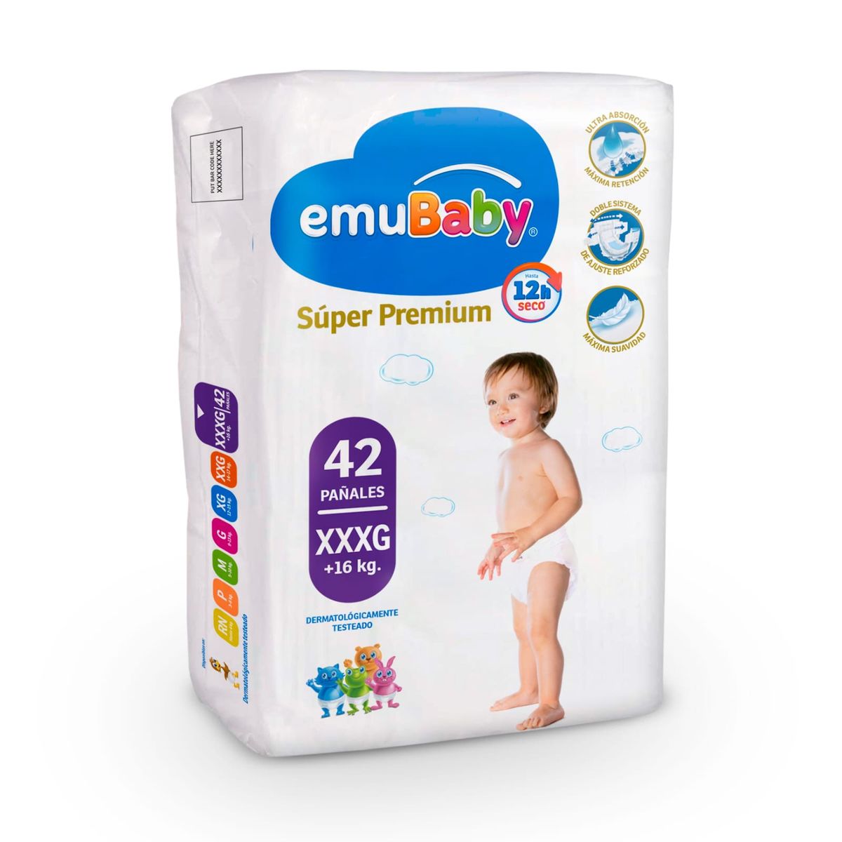 EMUBABY - Pañal Emubaby Super Premium Xxxg, 42 Un