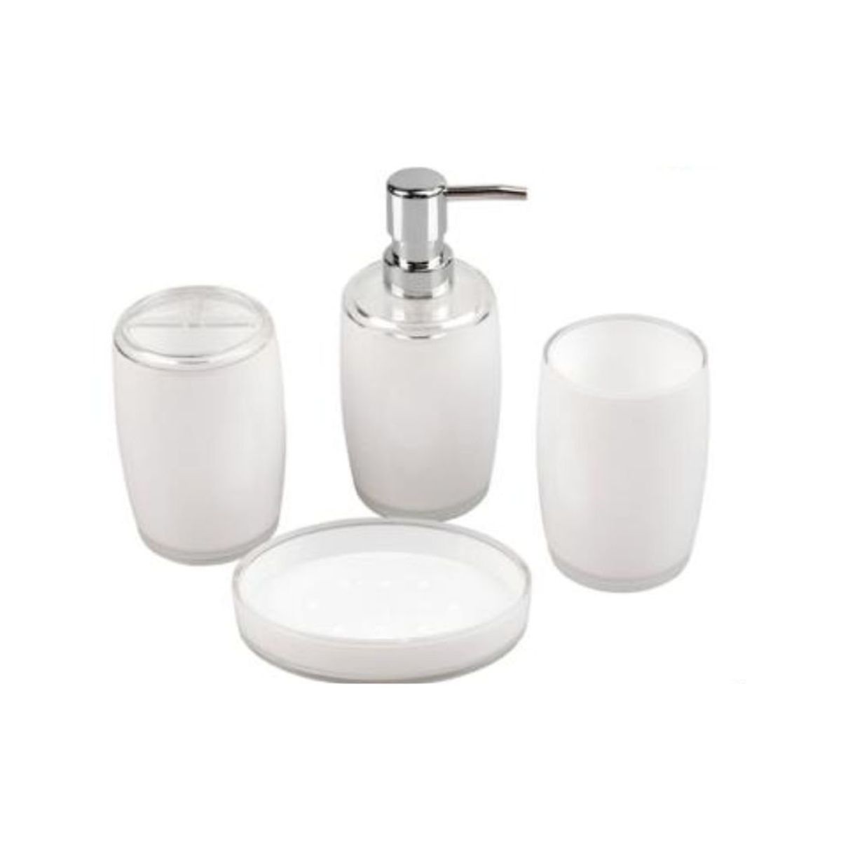 GENERICO - Juego de Accesorios de Vidrio Templado Para Baño 4 Piezas - Blanco
