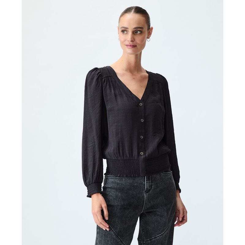 IO - Blusa Manga Larga Negro Mujer Io