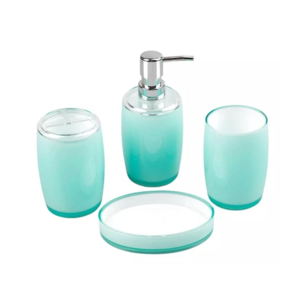 GENERICO - Juego de Accesorios de Vidrio Para Baño 4 Piezas - Celeste