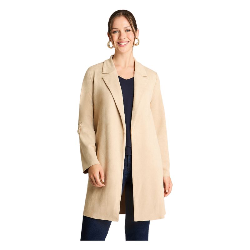 LORENZO DI PONTTI - Chaqueta Manga Larga Tipo Tapado De Suede Manga Roll Up Beige
