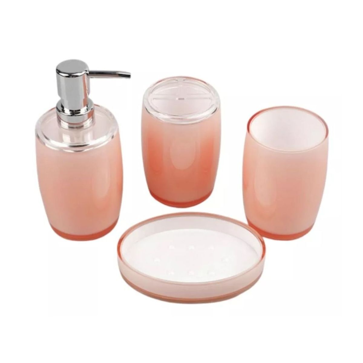GENERICO - Juego de Accesorios de Vidrio Para Baño 4 Piezas - Coral