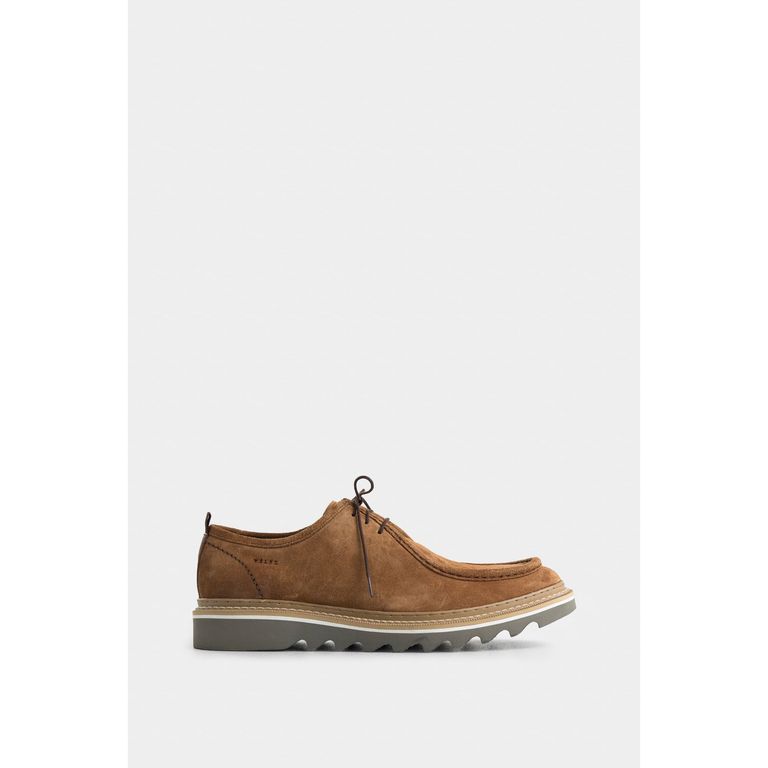 Vélez Zapatos Cordón Cuero Hombre Textura Gamuzada Miel