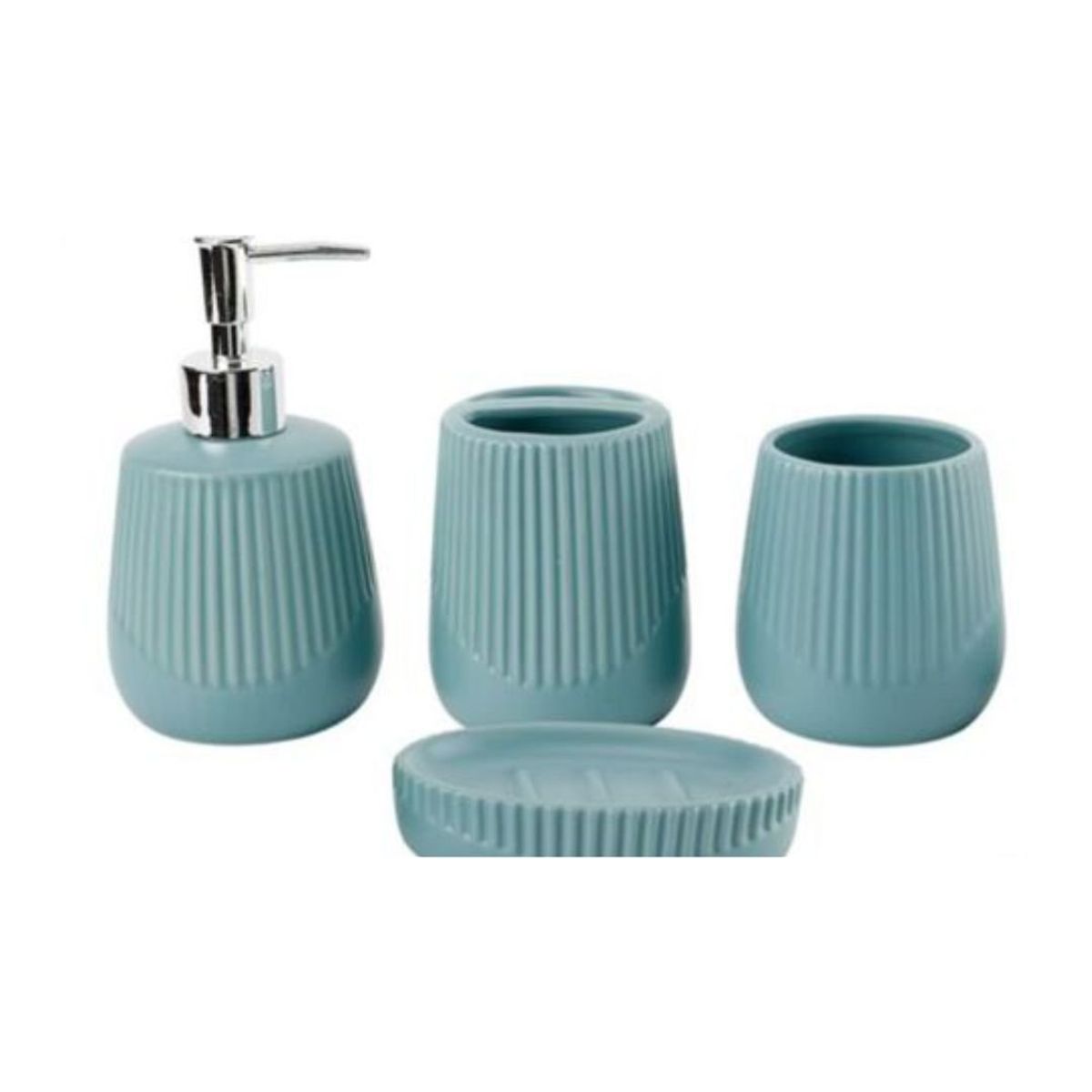 GENERICO - Juego de Accesorios de Cerámica Para Baño 4 Piezas - Celeste