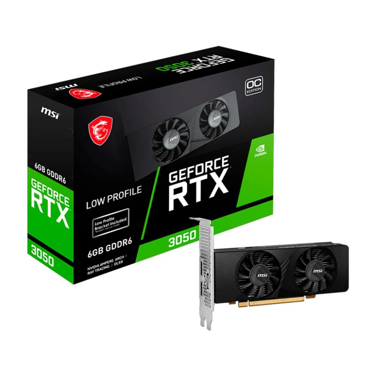 MSI - Tarjeta de Video MSI Nvidia GeForce RTX 3050 LP 6G OC