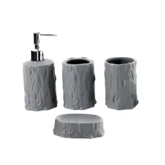 GENERICO - Juego de Accesorios de Cerámica Para Baño 4 Piezas - Madera