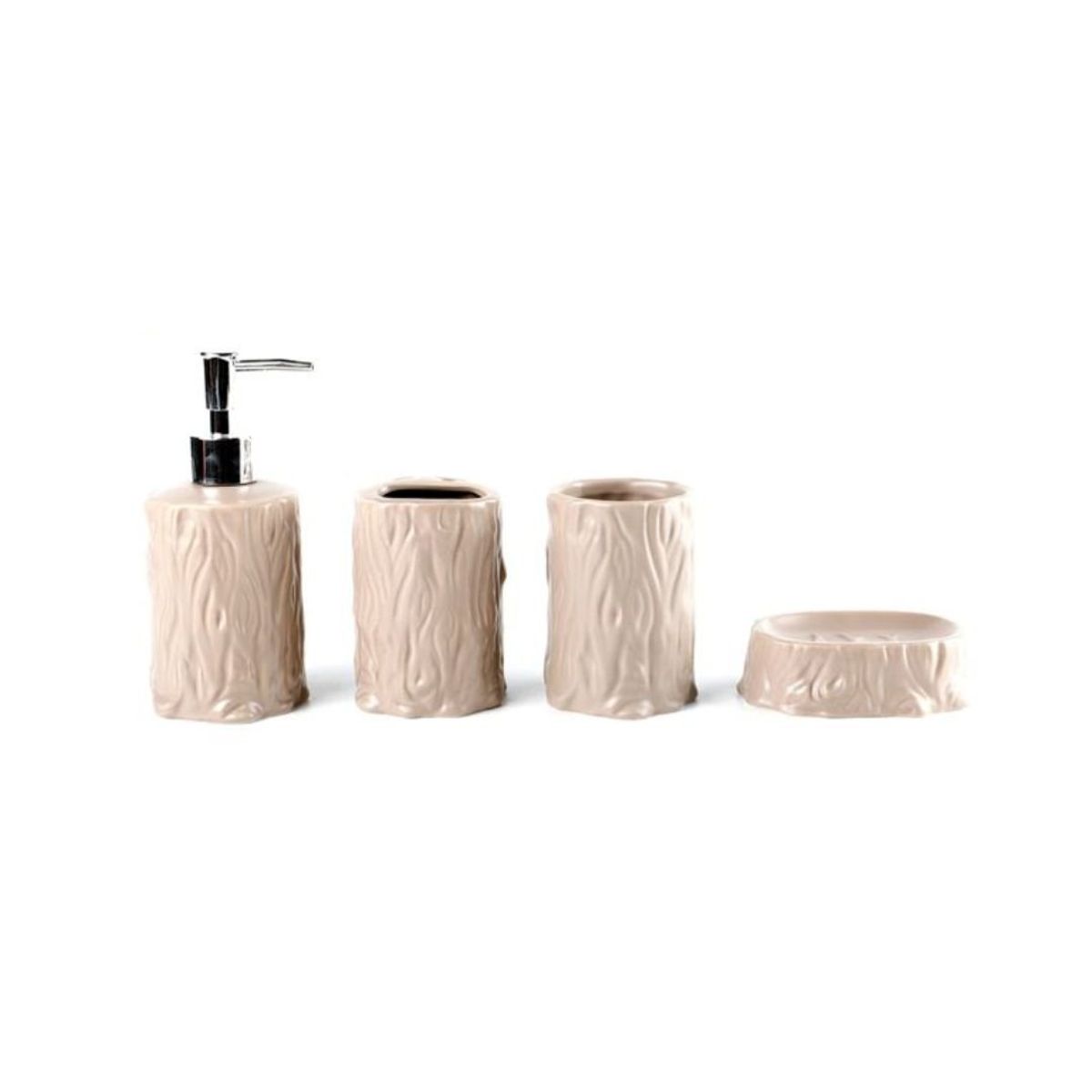 GENERICO - Juego de Accesorios de Cerámica Para Baño 4 Piezas - Madera Café