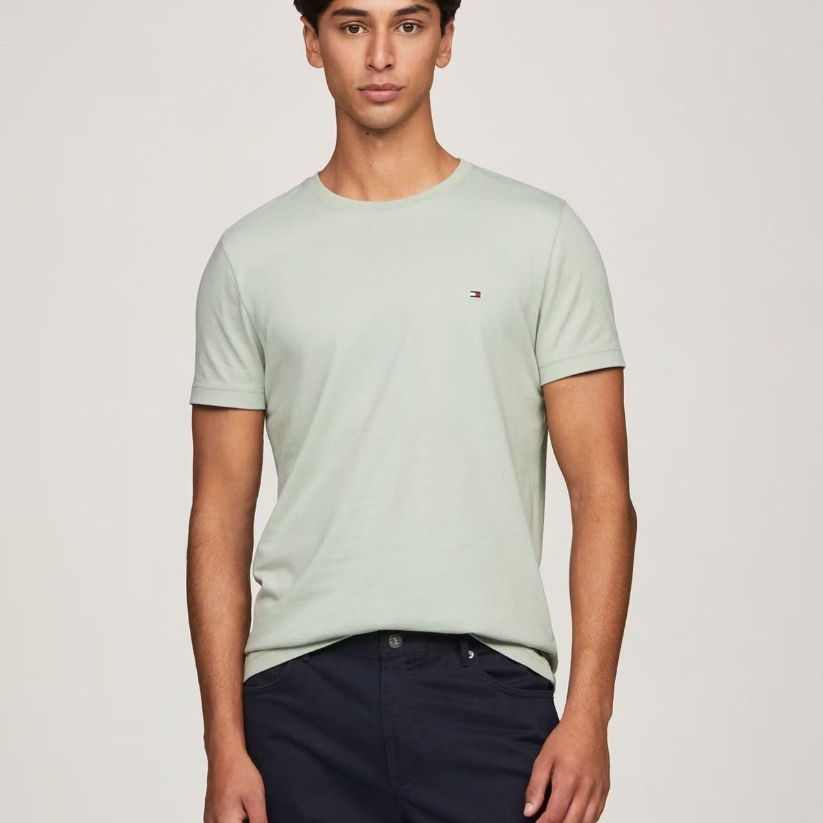 TOMMY HILFIGER - Polera Essential Cotton C-Neck Slim Fit Verde Tommy Hilfiger