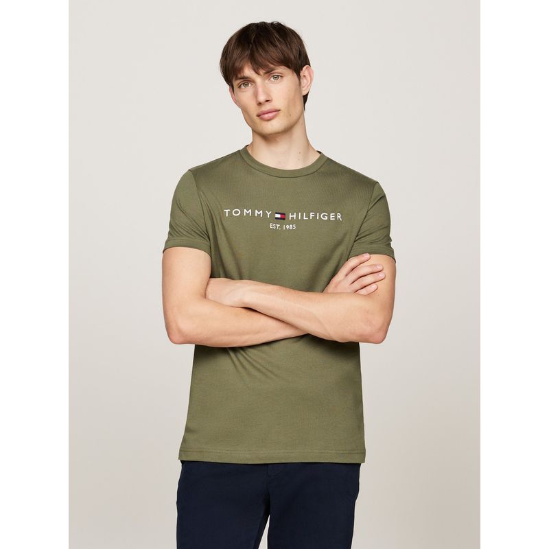 TOMMY HILFIGER - Polera Organica Cotton Slim Fit Verde Tommy Hilfiger