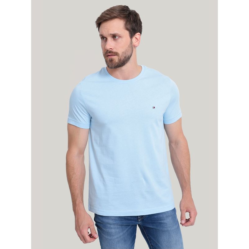 TOMMY HILFIGER - Polera Essential Cotton C-Neck Slim Fit Celeste Tommy Hilfiger