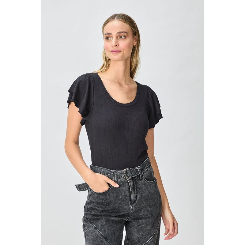 IO - Polera Manga Corta Negro Mujer Io
