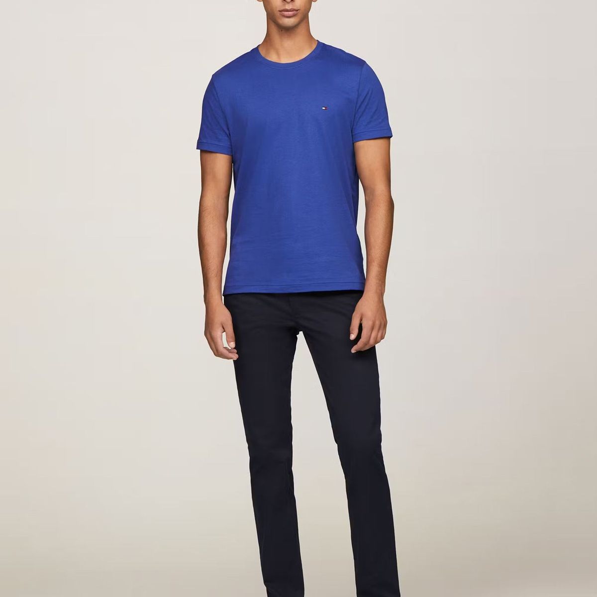 TOMMY HILFIGER - Polera Essential Cotton C-Neck Slim Fit Azul Tommy Hilfiger